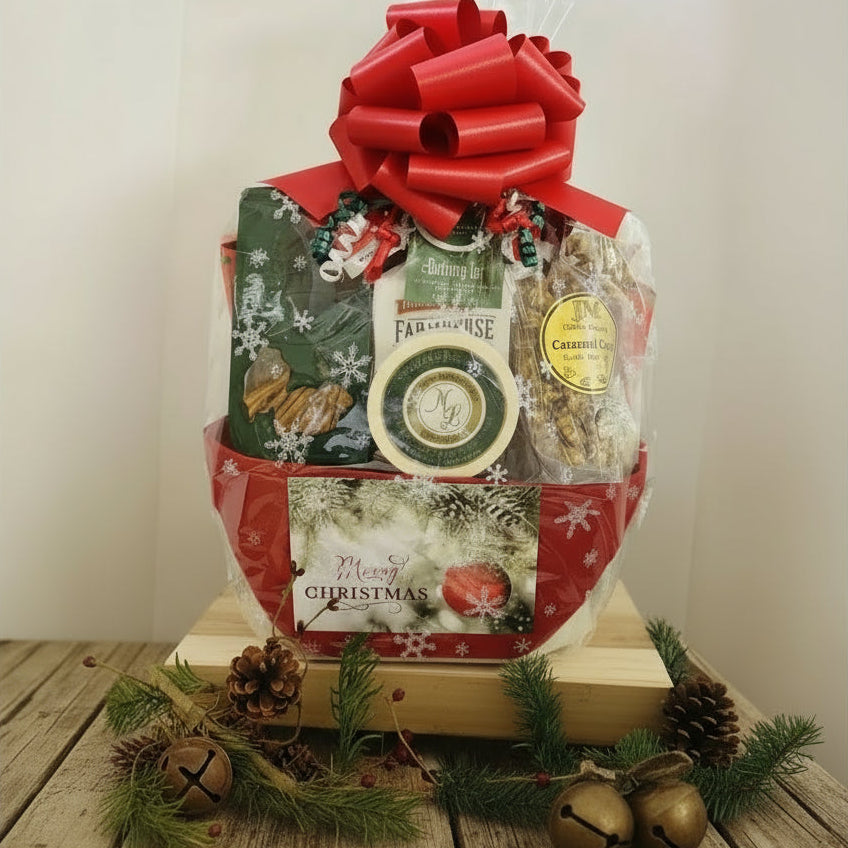 Gran cesta de regalo navideña Feliz Navidad