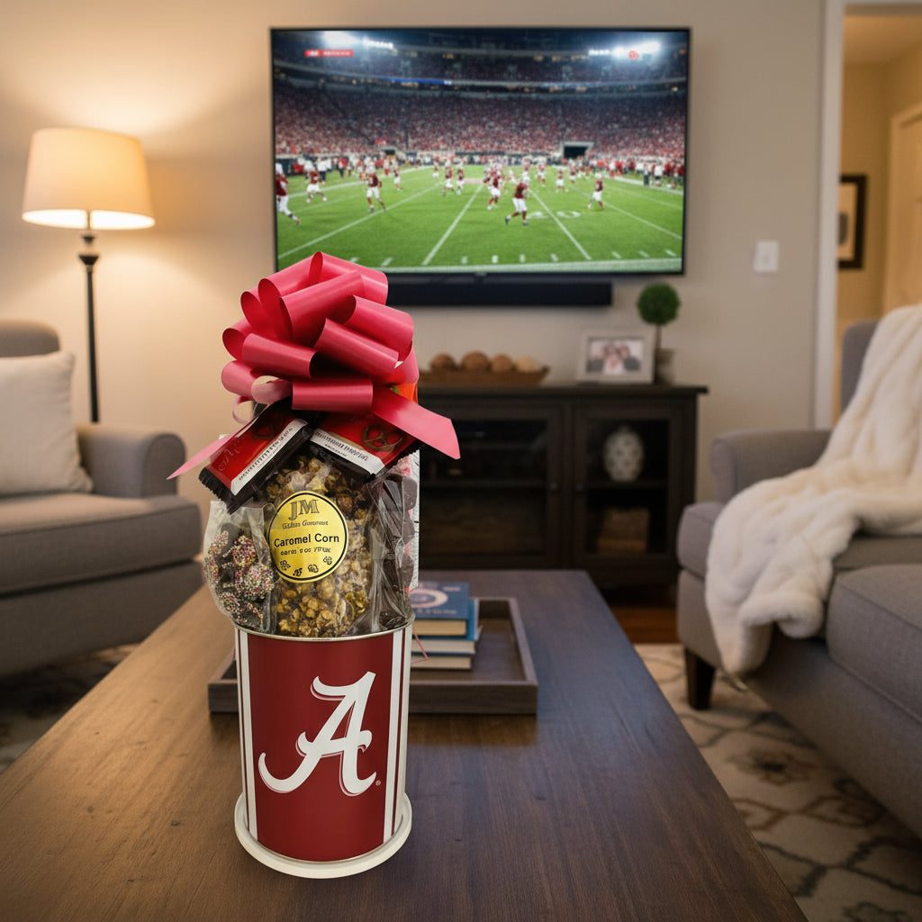 JGB Sports - Cesta de regalo metálica de los Alabama Crimson Tide - Hecho en Estados Unidos
