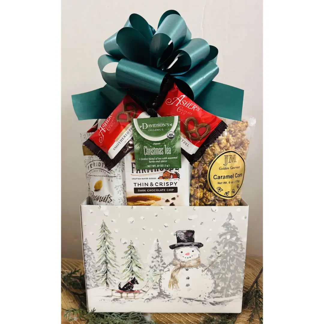 Large Silver Snowman Holiday Gift Box