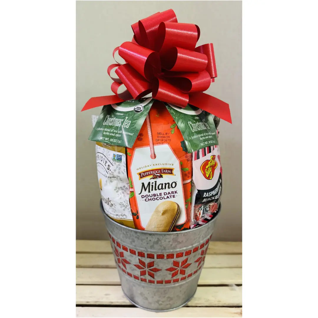 Small Snowflake Holiday Gift Basket - Gourmet Treats & Chocolate Delights