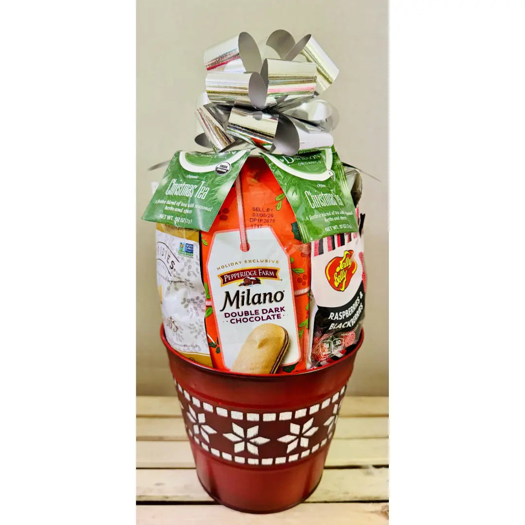 Small Snowflake Holiday Gift Basket - Gourmet Treats & Chocolate Delights