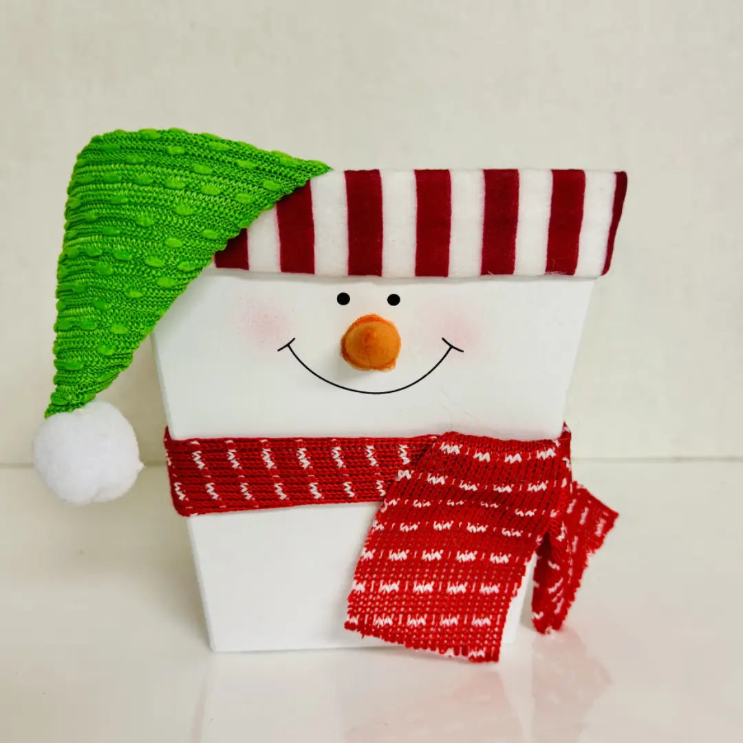 Caja de regalo navideña con muñeco de nieve - Regalo navideño