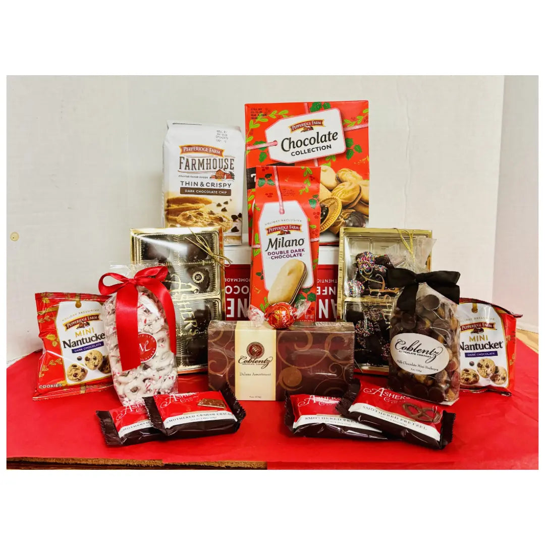 Chocolate Lovers Holiday Gift Basket - Premium Gourmet Treats