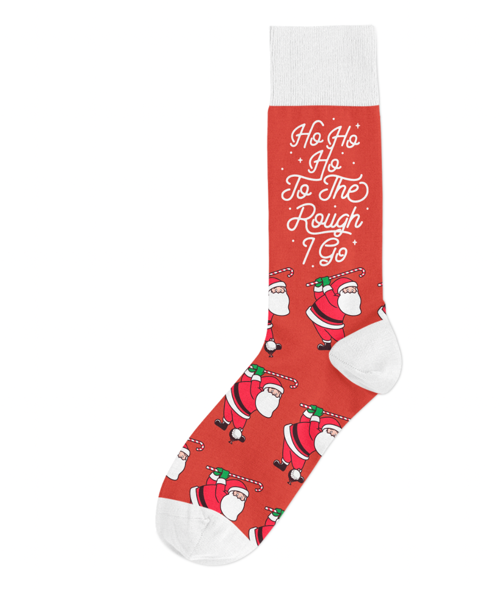 Ho Ho Ho To The Rough I Go Santa Golf Christmas Funny Sock - Clearance