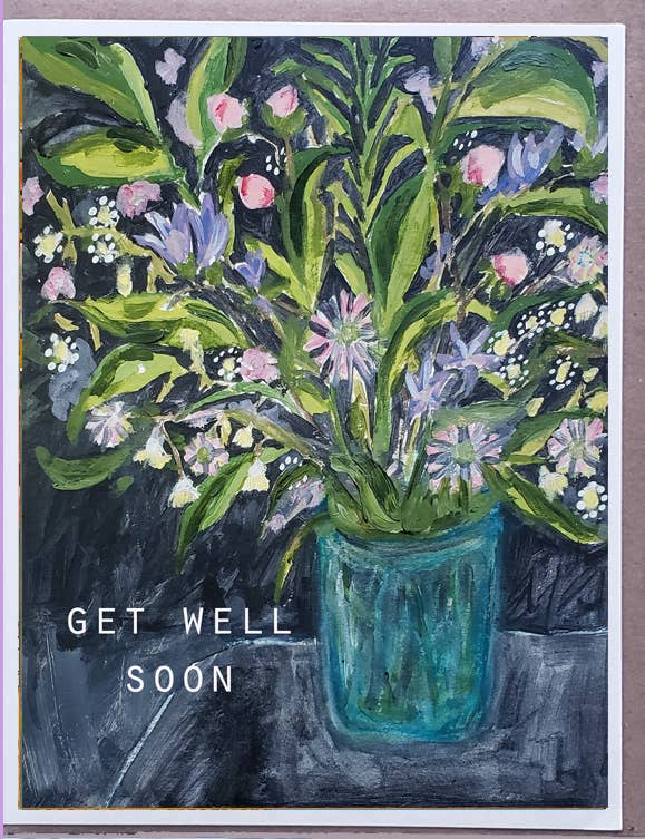 Get Well Soon -Purple Flowers Card