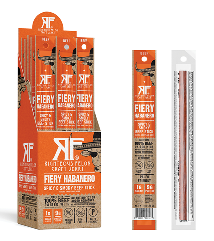 Righteous Felon Craft Jerky - NEW Fiery Habanero Beef Stick - 24 Pack