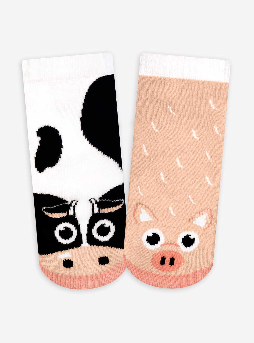 Cow & Pig  Mismatched Crazy Fun Socks  AGES 4-8