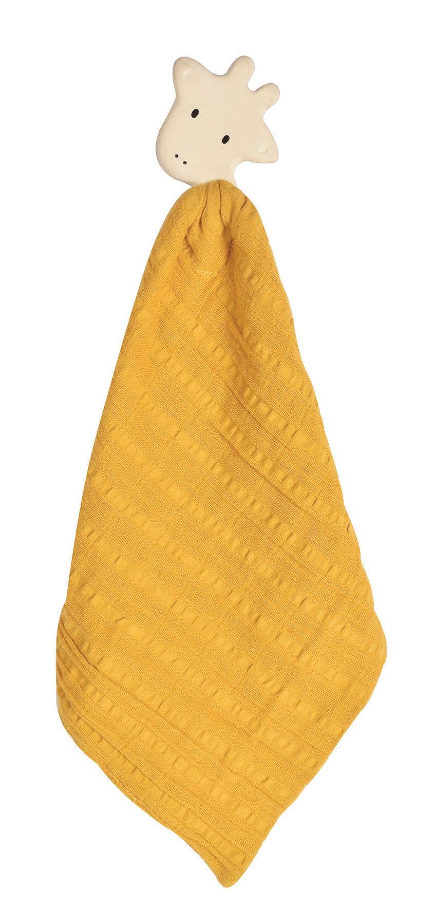 Giraffe Comforter-Mustard Yellow w/Natural Rubber Teether