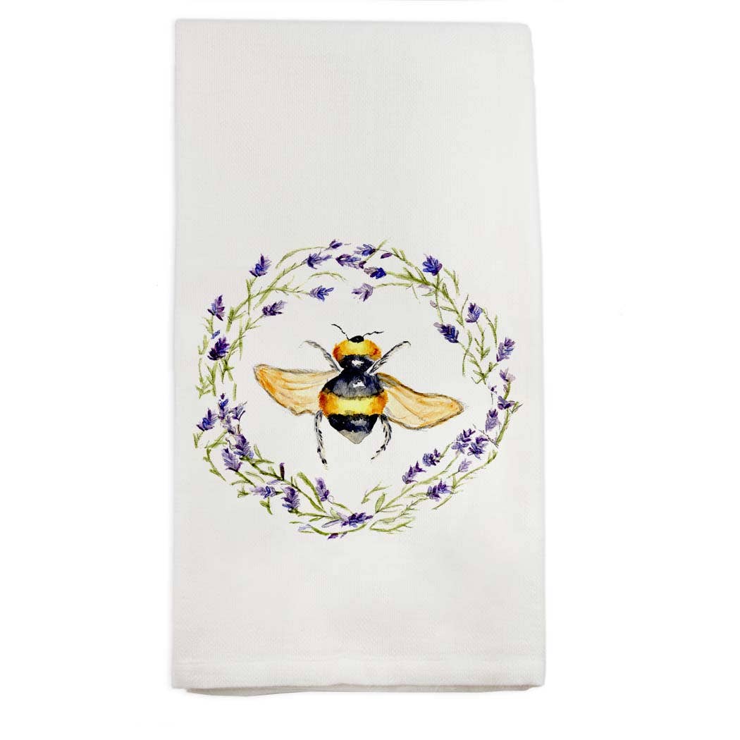 Bee with Lavender Wreath Dish Towel