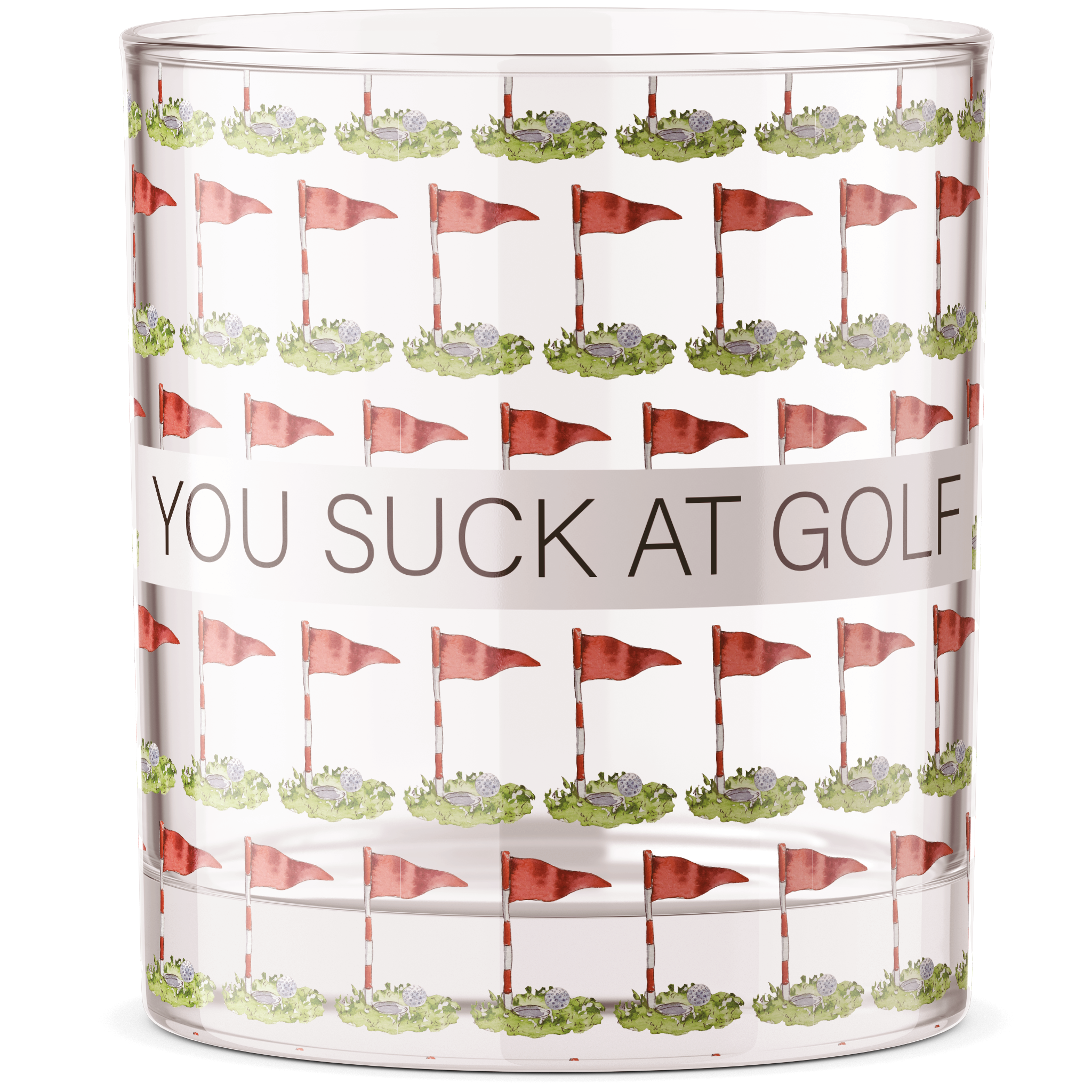 You Suck At Golf Funny Golfing Bourbon Whiskey Rocks Glass