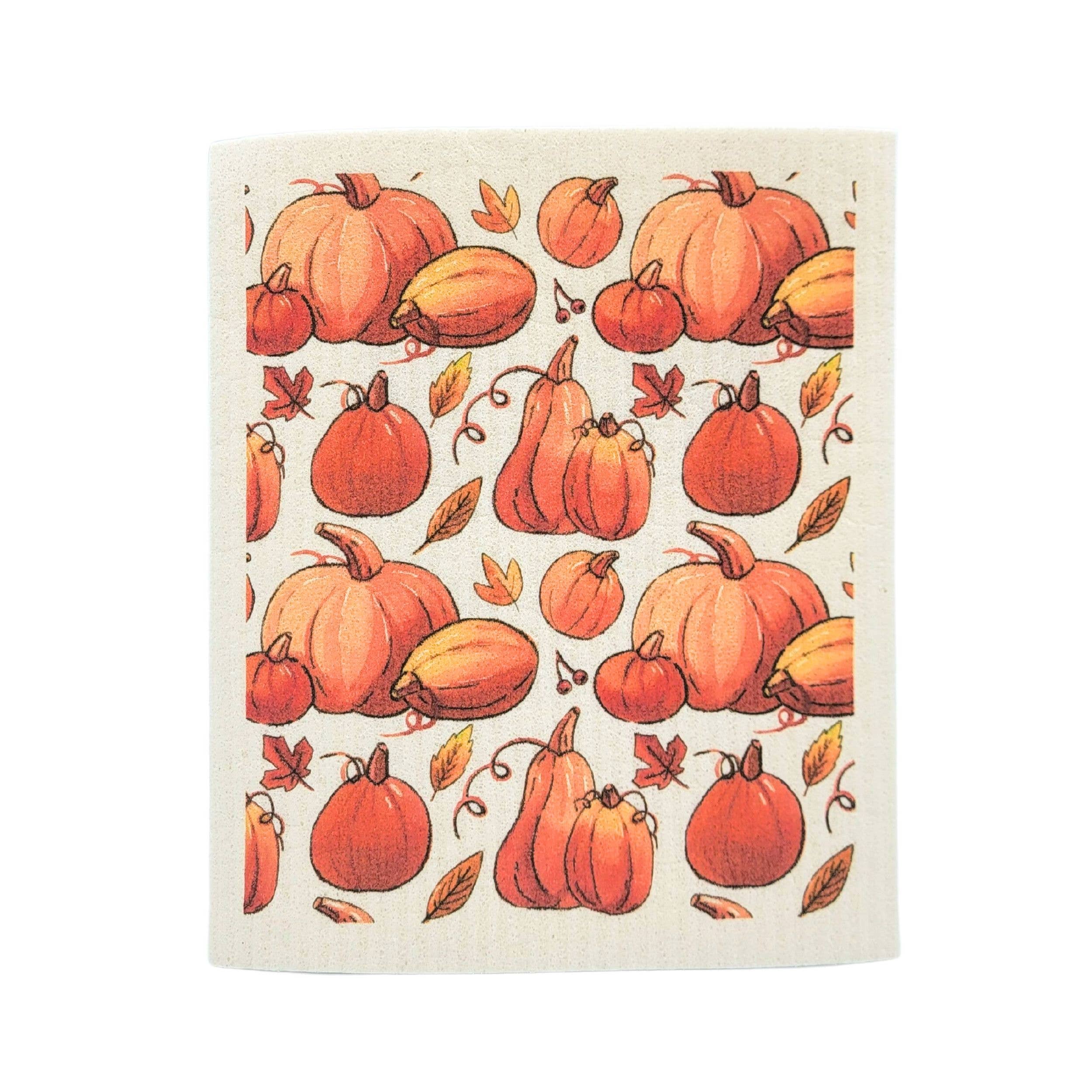 Fall Pumpkin Patch Swedish Dishcloth - Fall Decor - $6.95