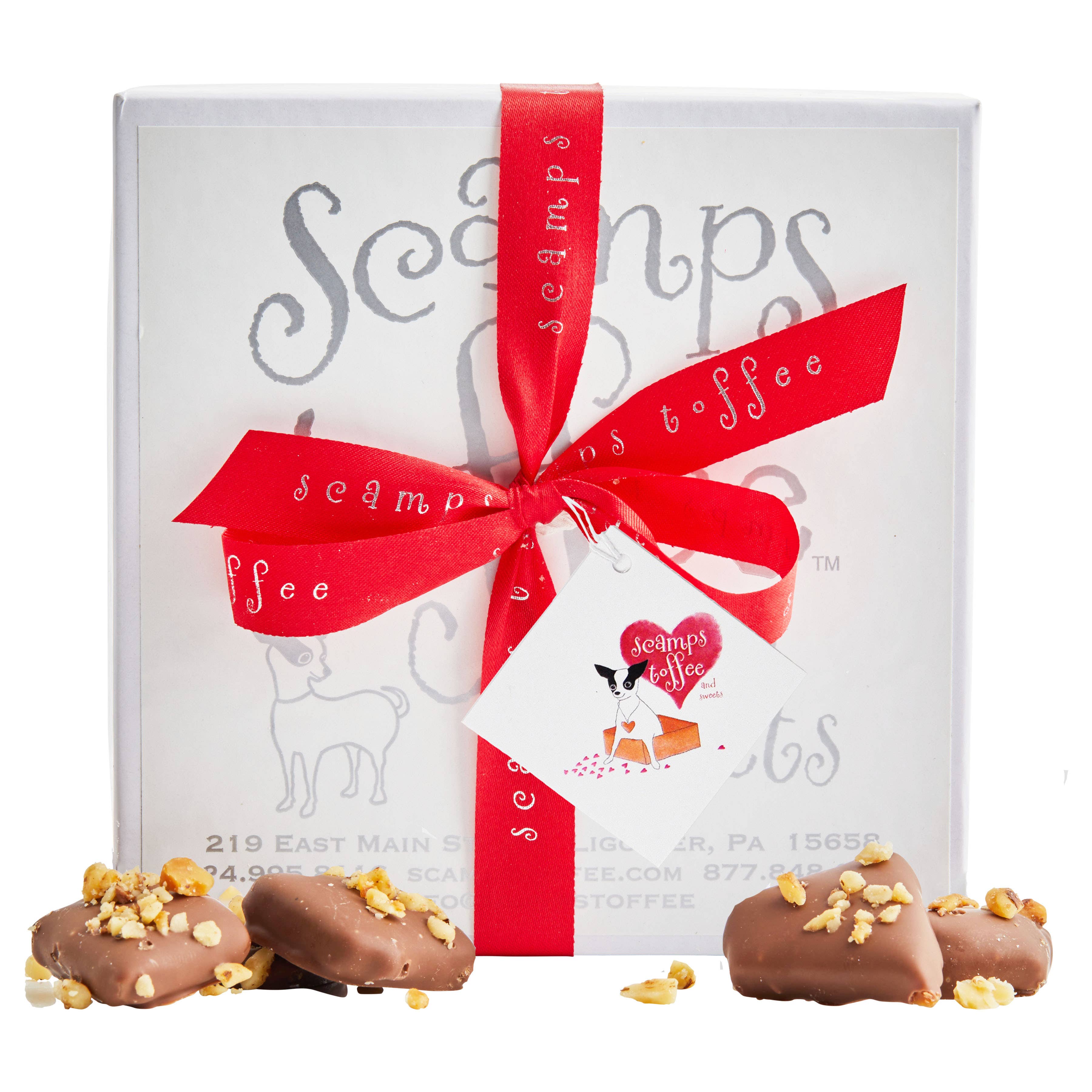 Scamps Toffee - 4oz Milk Chocolate Toffee Box - Valentine's Day with Tag