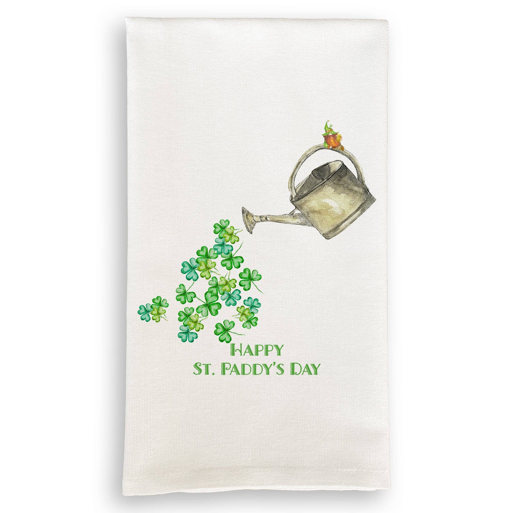 French Graffiti - Watering Can with Shamrocks: - / No, Keep Words / Dishtowel