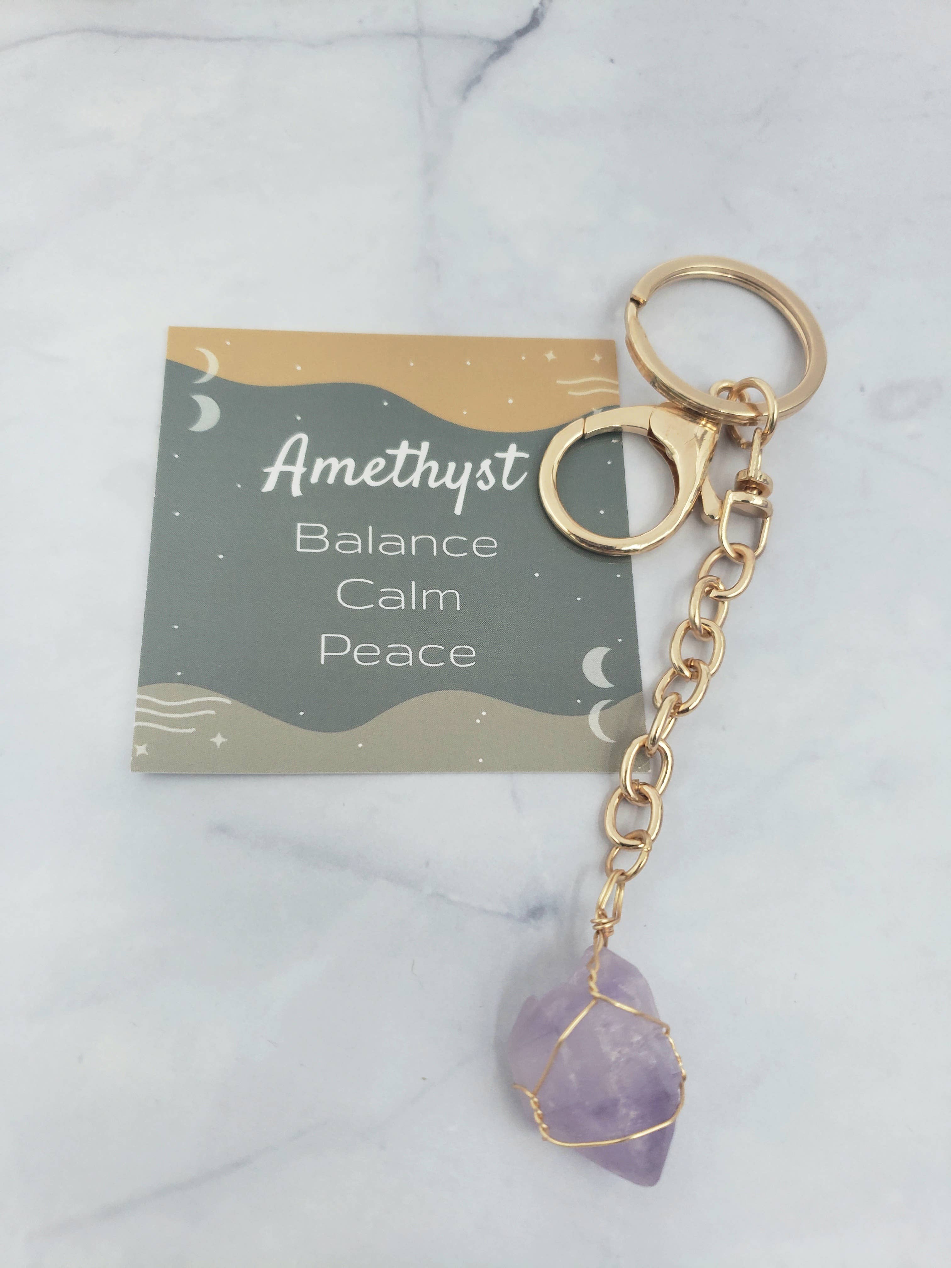 Amethyst Crystal Stone Keychain