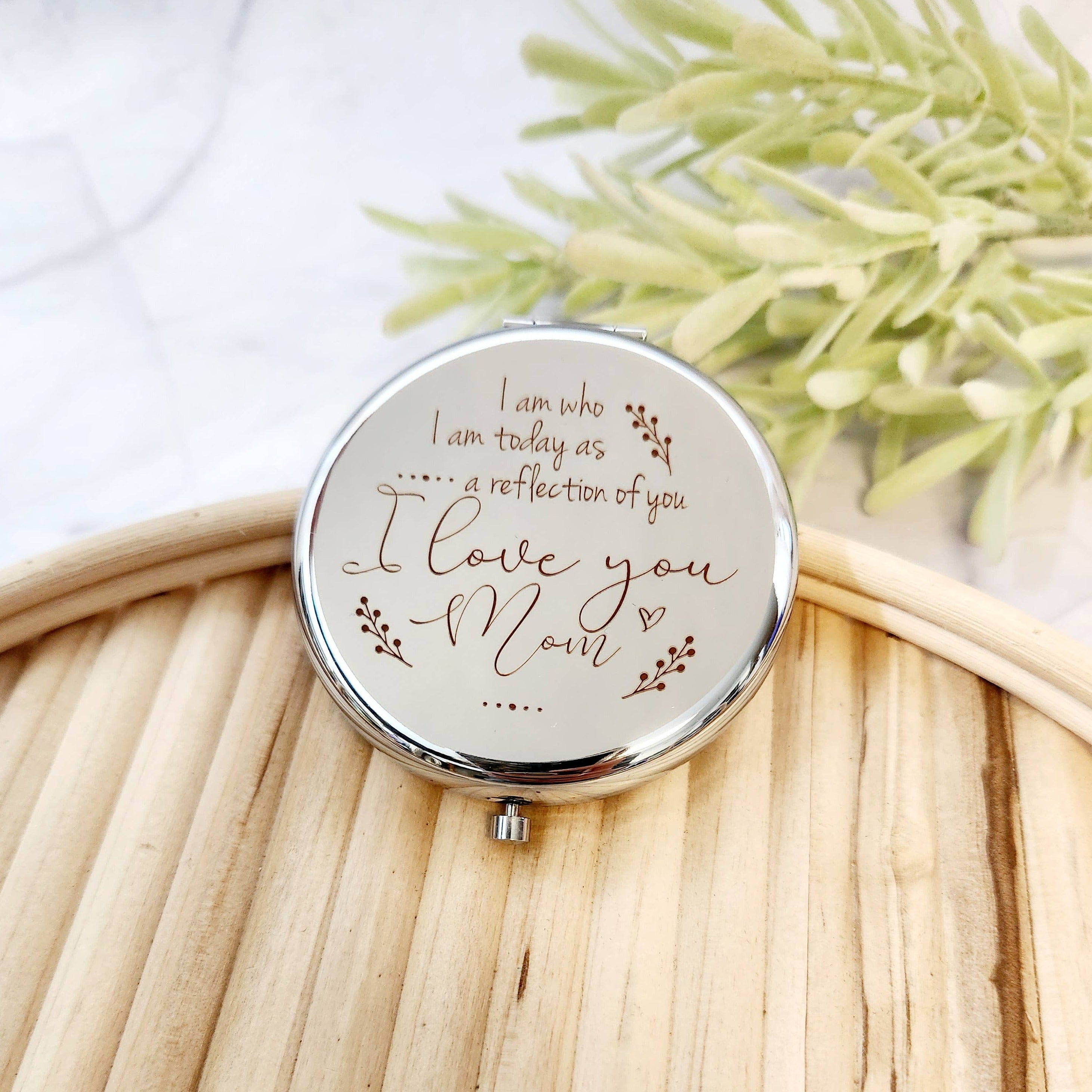 I Love You Mom Compact Mirror - Silver- Mother's Day Gift