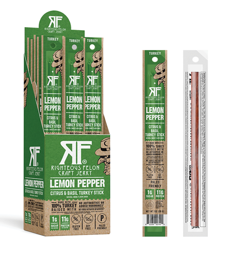 Righteous Felon Craft Jerky - NEW Lemon Pepper Turkey Stick