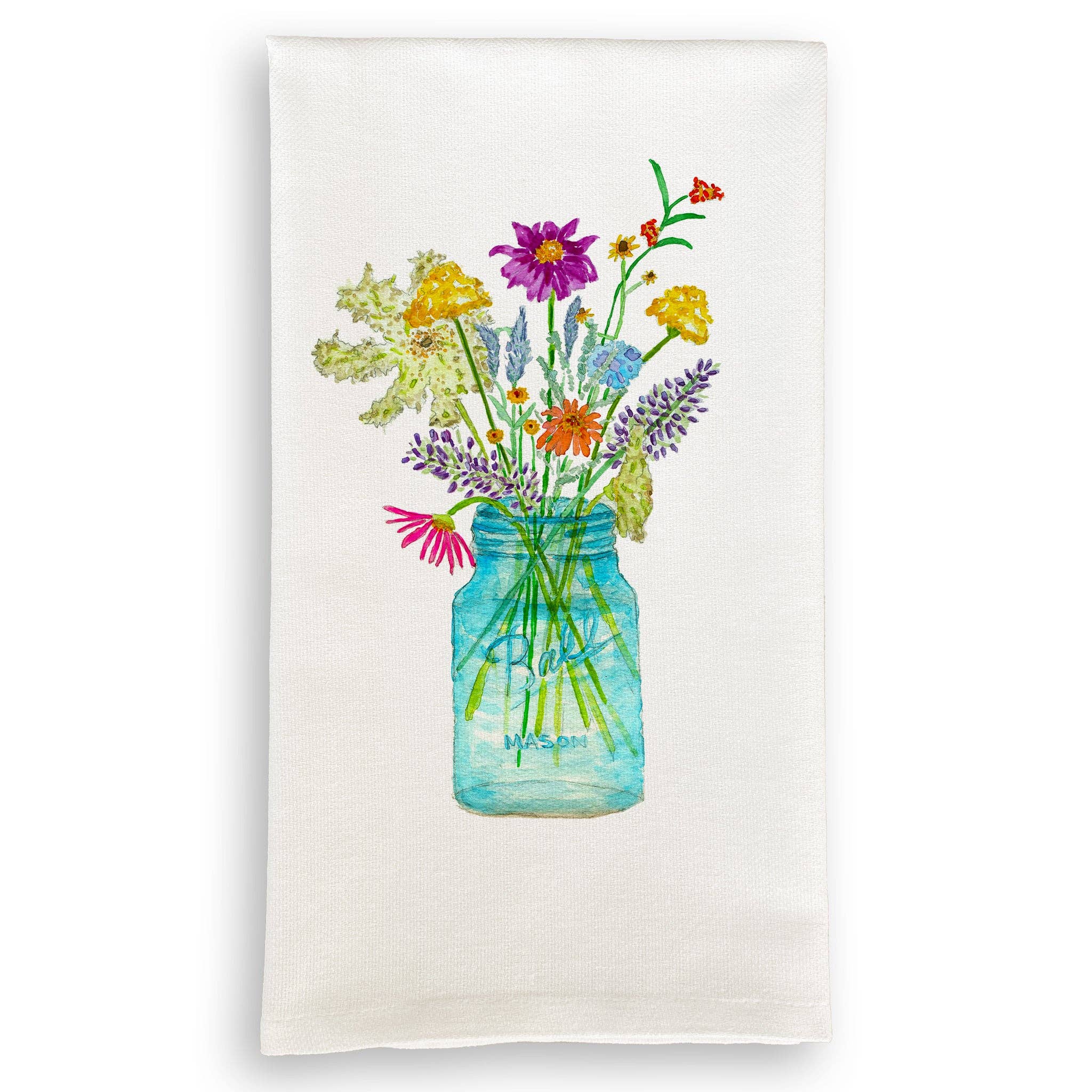 Wildflowers in a Mason Jar: - kitchen towel