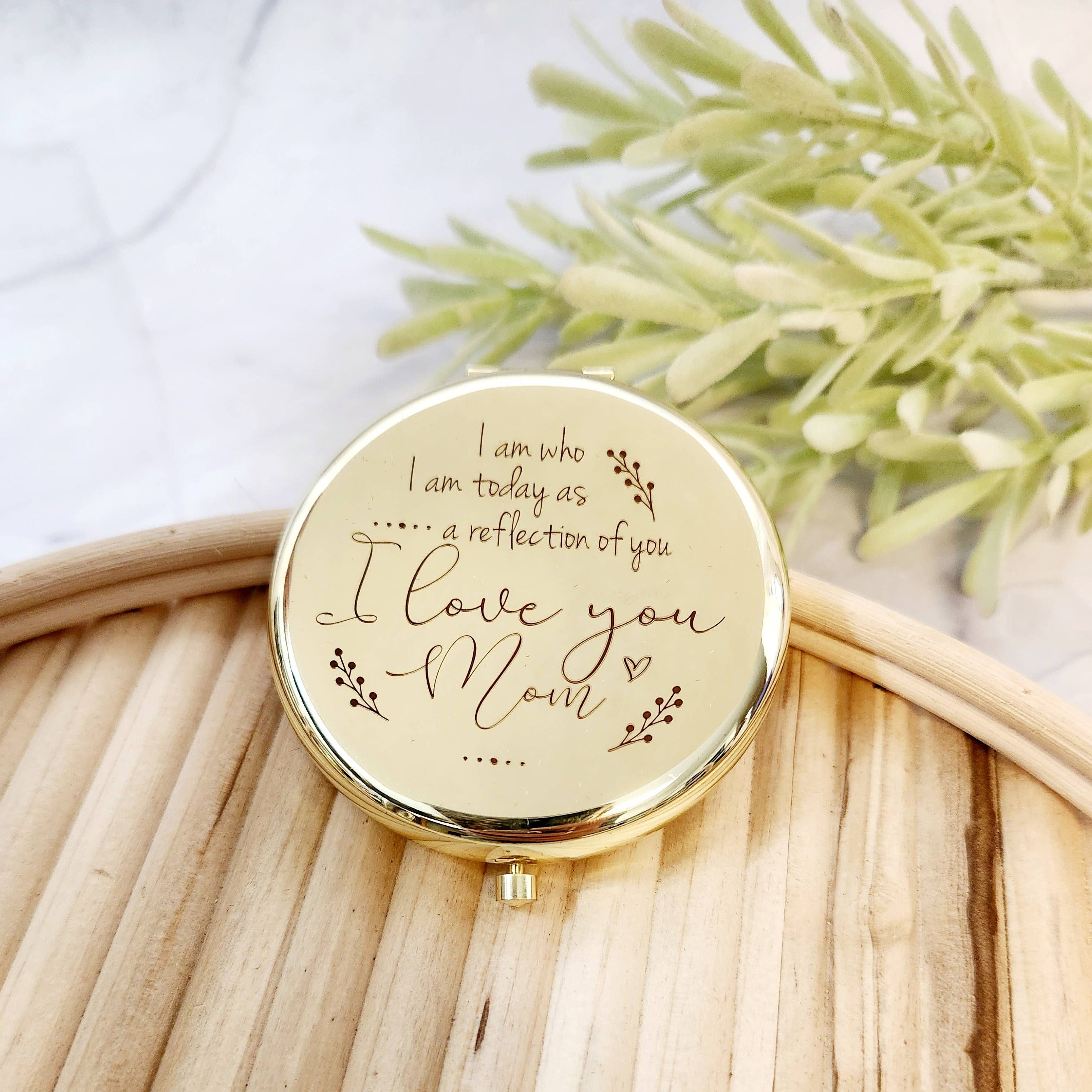 I Love You Mom Compact Mirror - Gold-  Mother's Day Gift