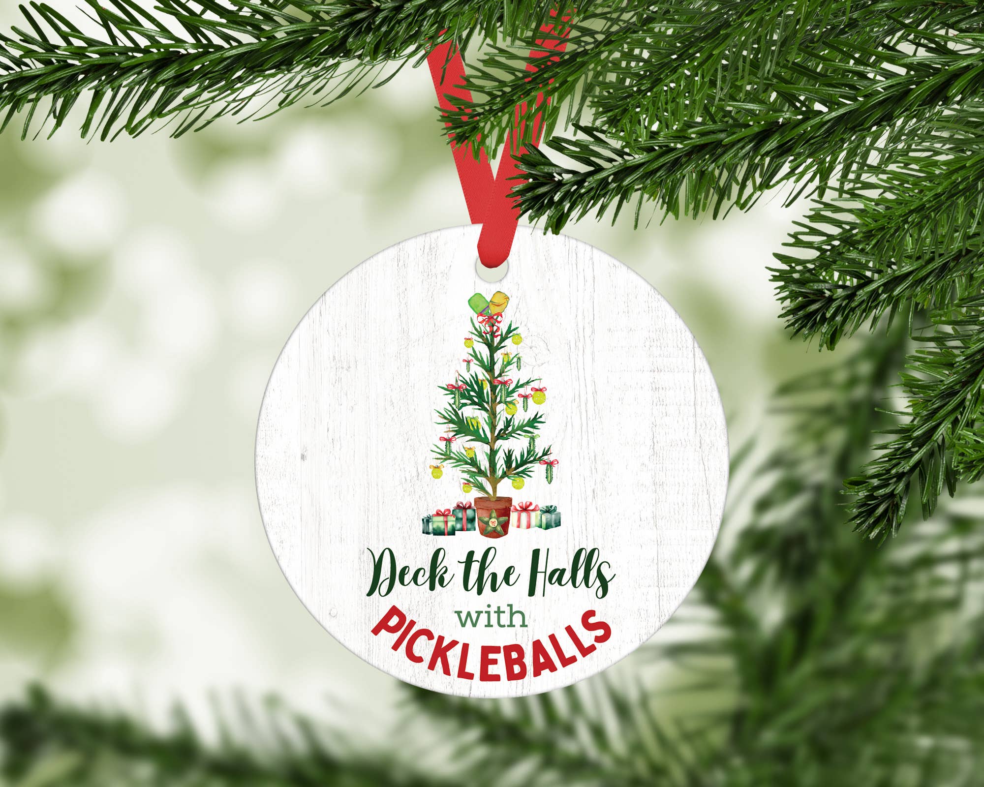 Pickleball Metal Ornament, Christmas Tennis Holiday Decor