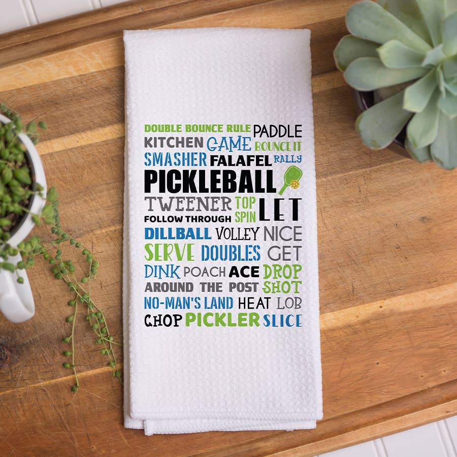 Pickleball Word Collage Towel, Hand Towel, Pickleball Gifts