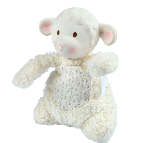 Bahbah the Lamb Baby Soft Toy w Natural Rubber Teether Head