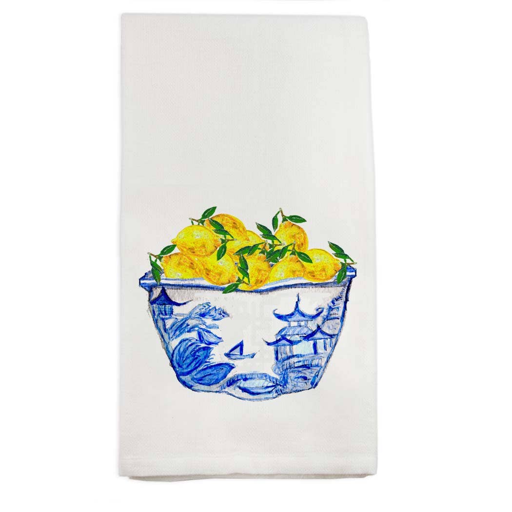 Blue Bowl with Lemons Kitchen Towel