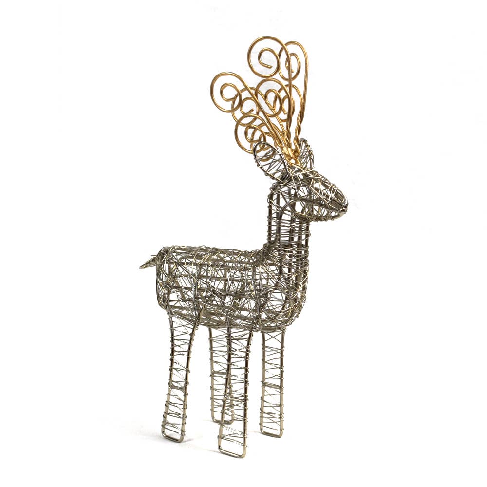 Gold Antler Wrapped Wire Reindeer - Clearance