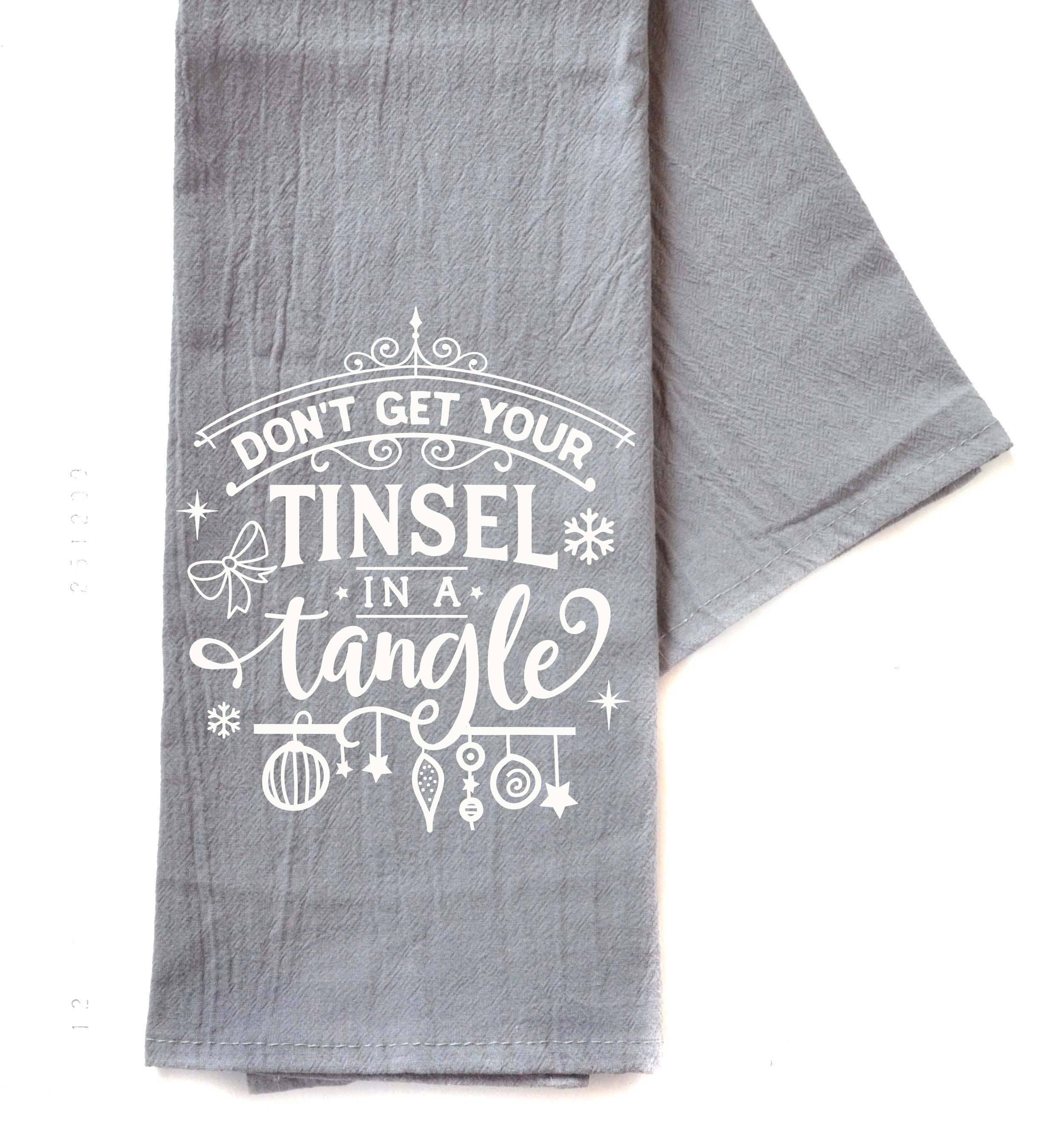 Tinsel in a Tangle Gray Hand Towels - Christmas Décor