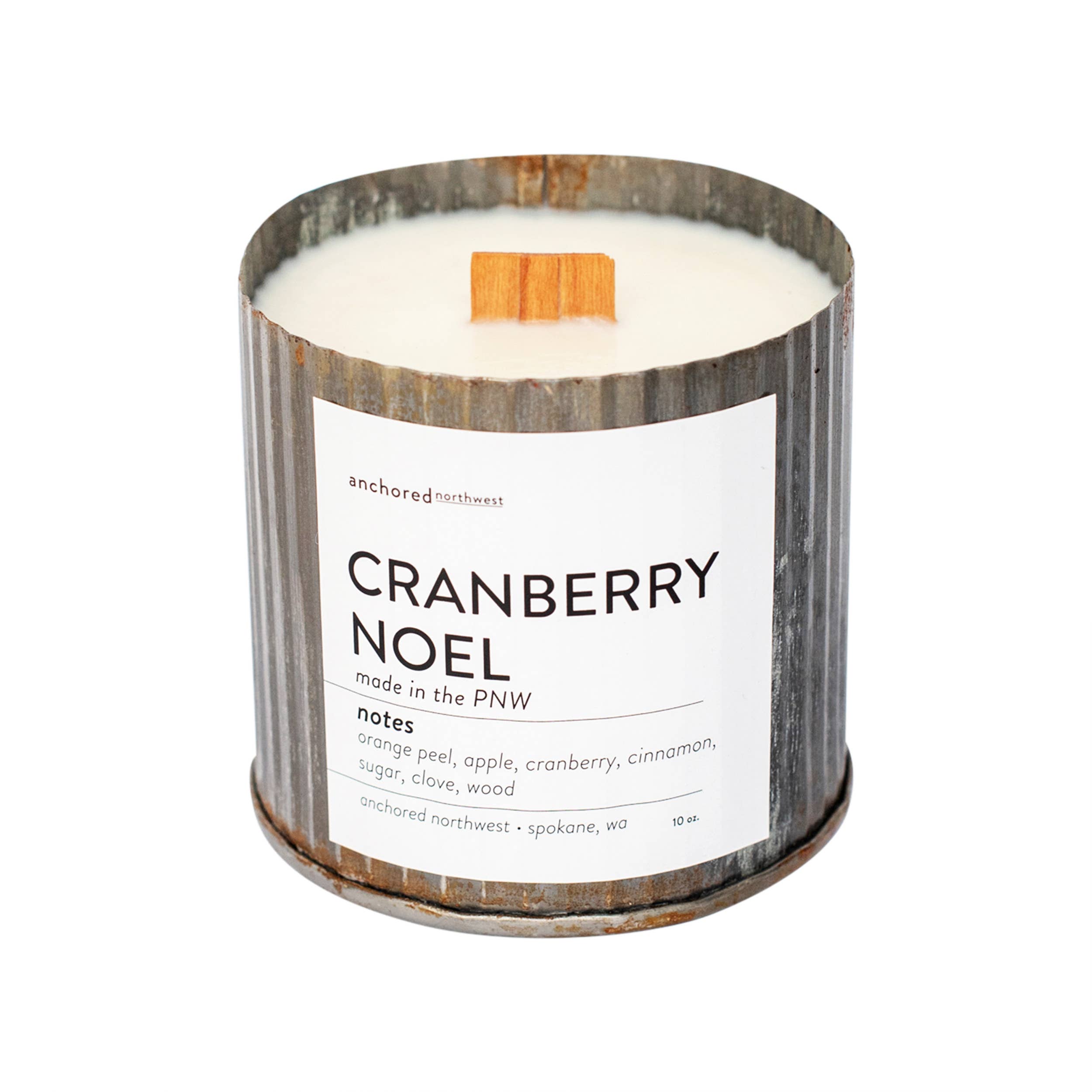 Cranberry Noel Wood Wick Rustic Farmhouse Soy Candle: 10oz