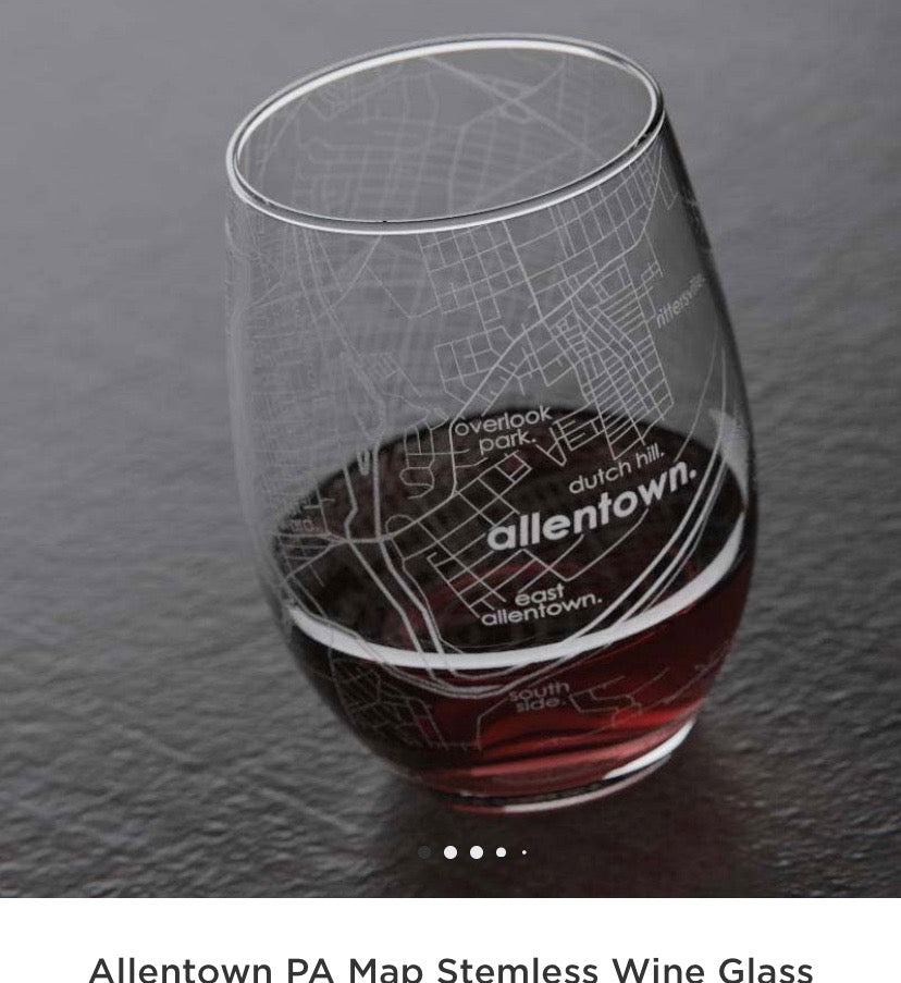 Allentown Stemless Wine Glass - Jenny's Gift Baskets