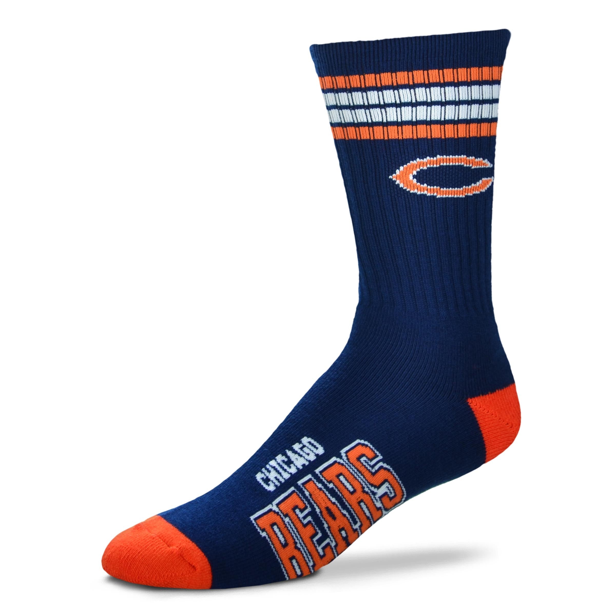 Chicago Bears 4 Stripe Deuce Socks Large