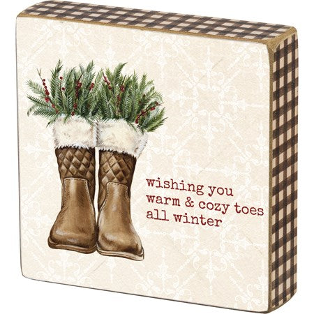 Cozy Toes Block Sign - Clearance