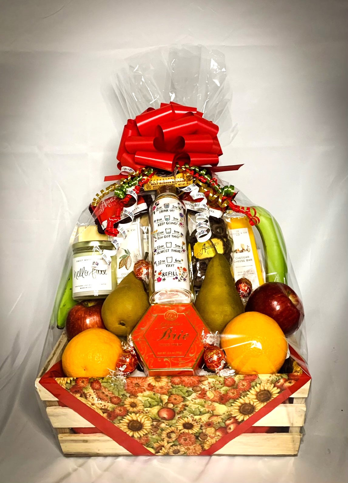 Custom Fruit Cheese and More Gift Basket
