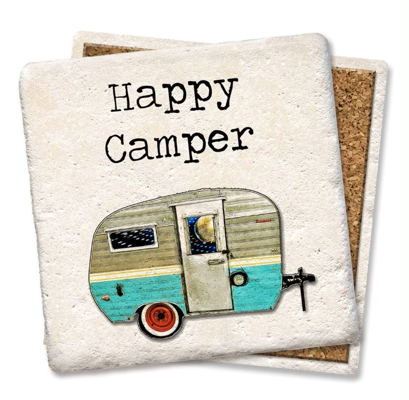 Happy Camper Ceramic Coaster