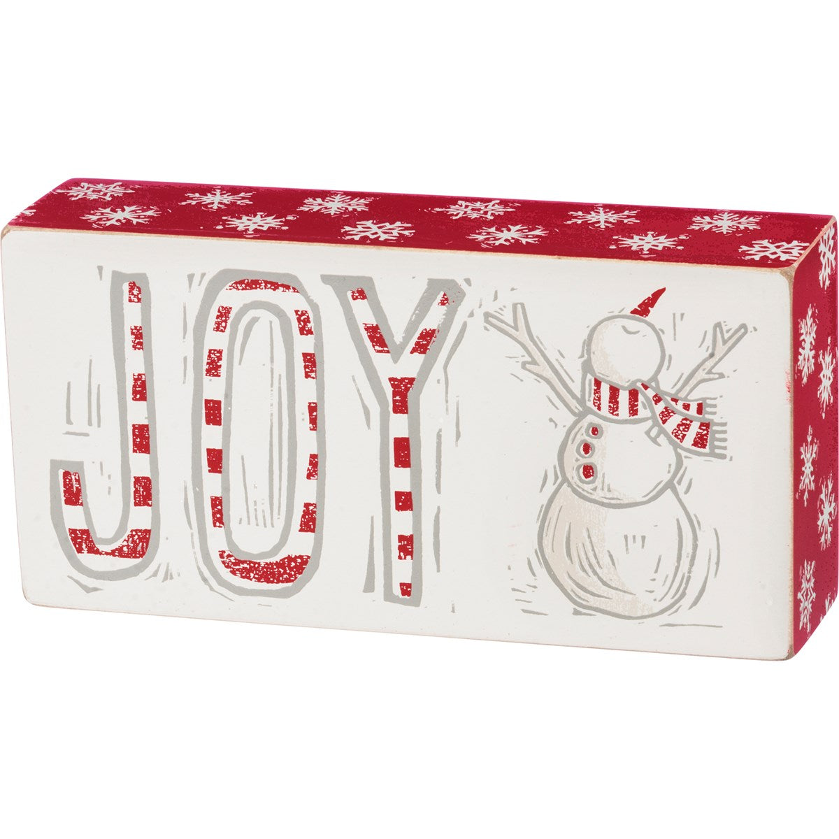 Joy ! Snowman Block Sign