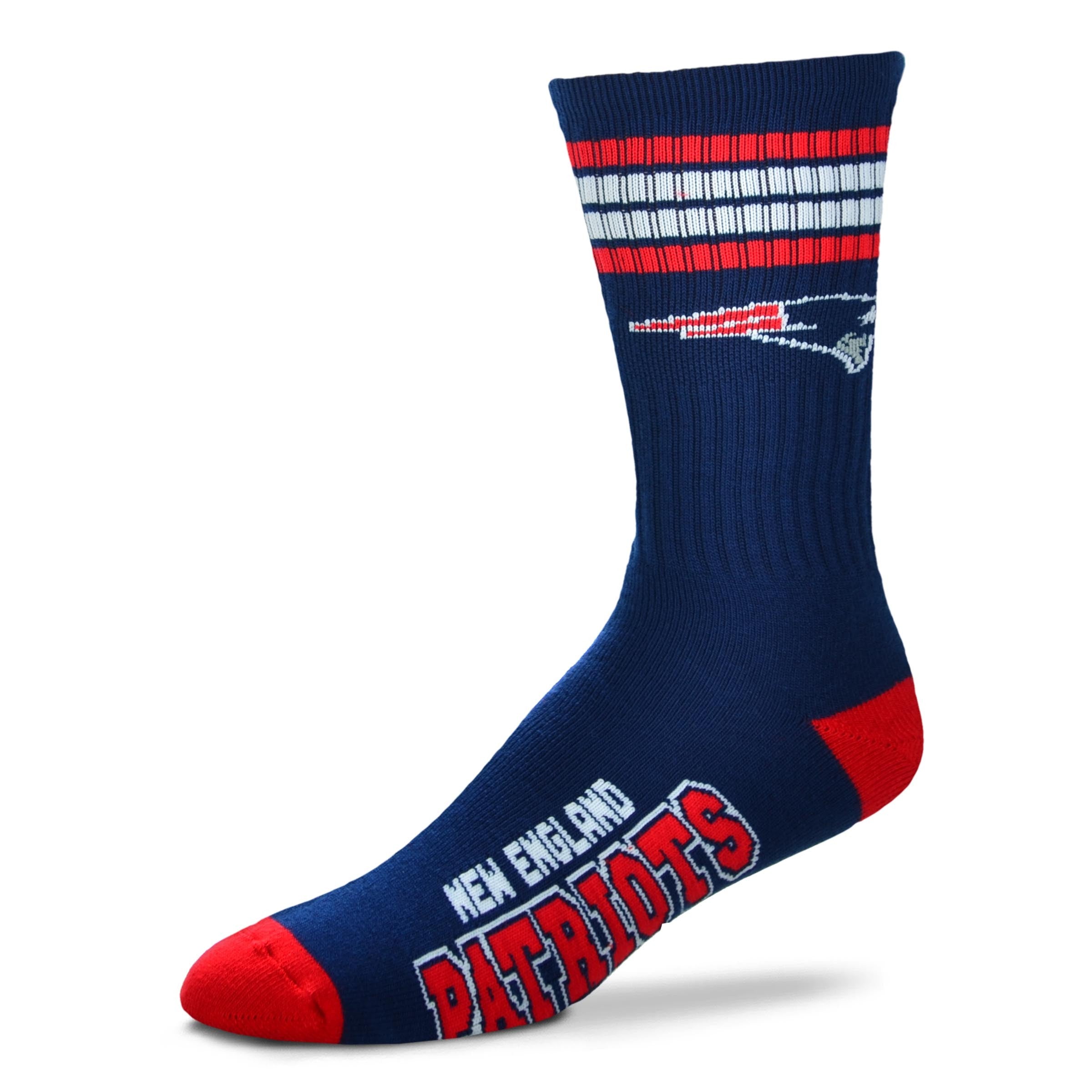 New England Patriots 4 Stripe Socks- Adult Large