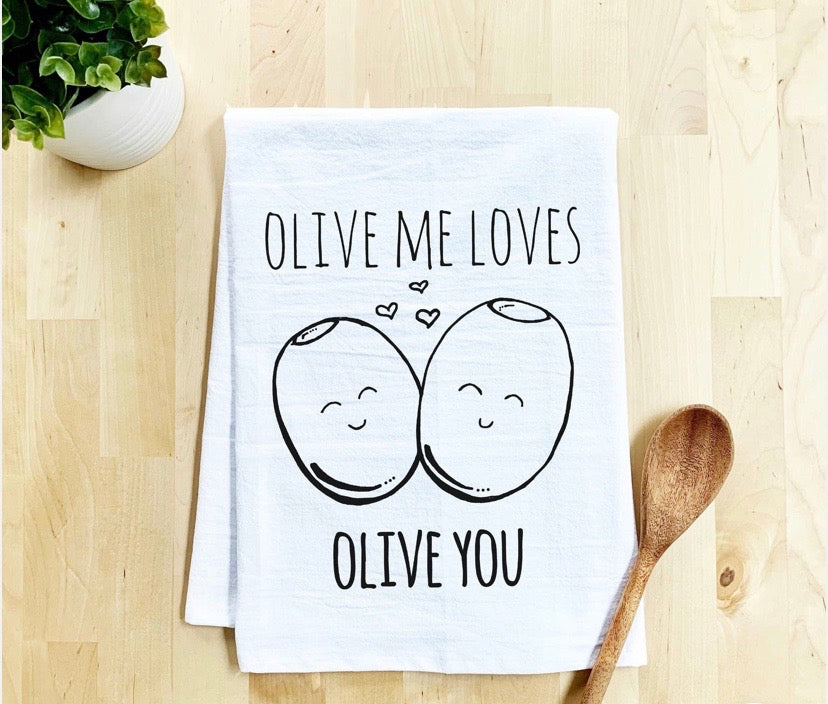 Olive Me Loves Olive You Tea Towel