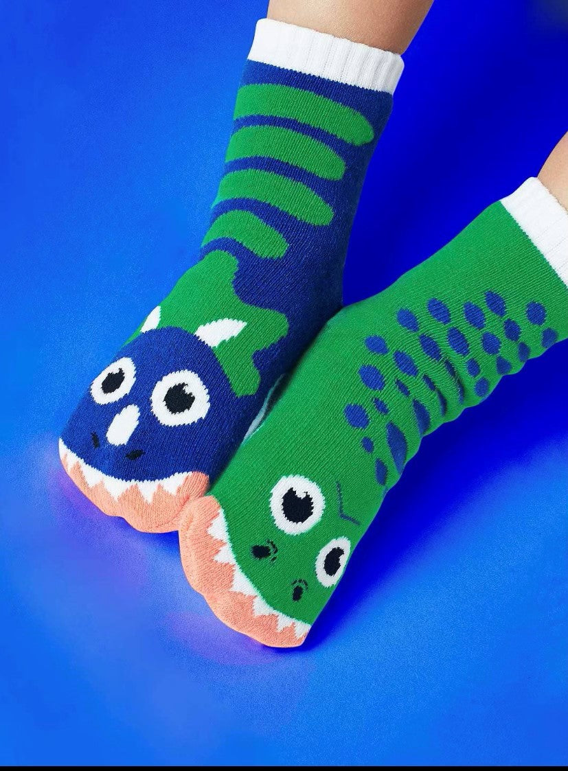 T Rex and Triceratops Kids Socks Ages 4-8