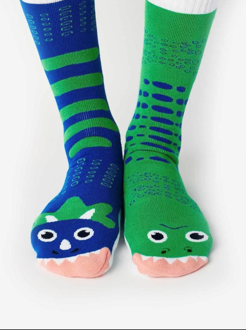 T Rex and Triceratops Adult Socks - Womens 4-10 - Mens 3-9