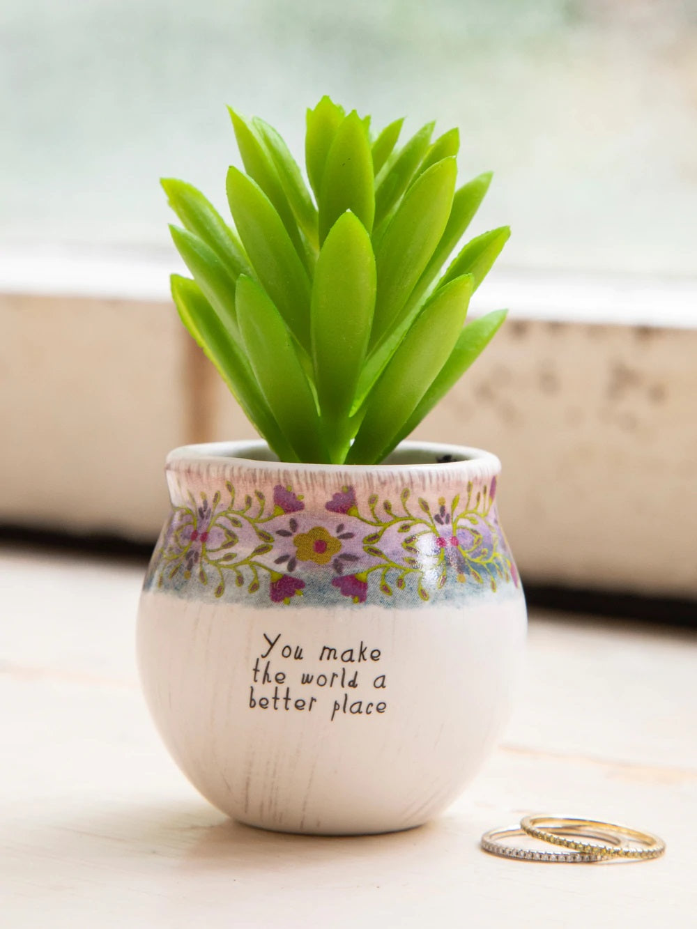 You Make The World A Better Place Faux Succulent - Jenny's Gift Baskets