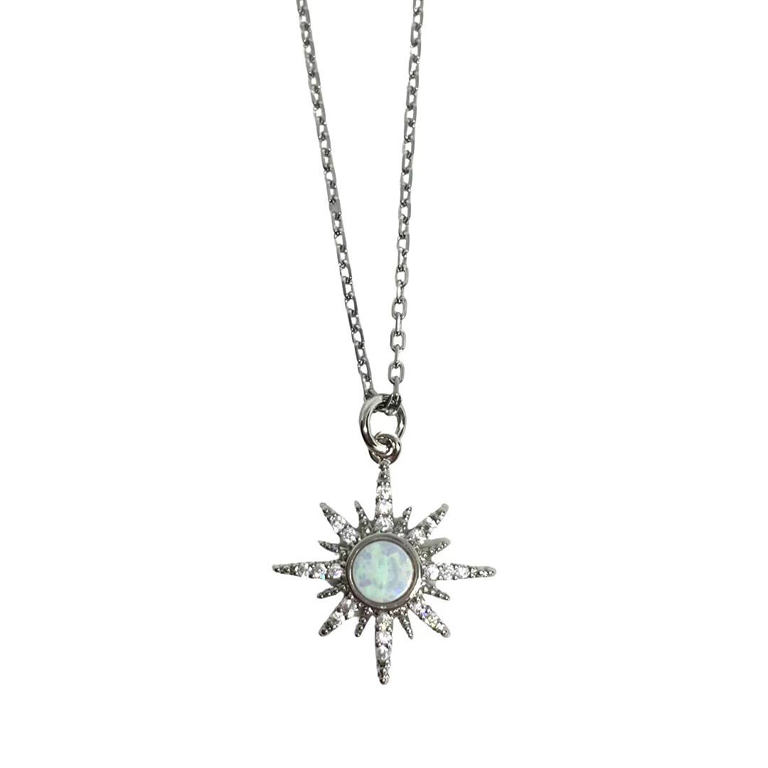 Silver Opal Starburst Adjustable Necklace