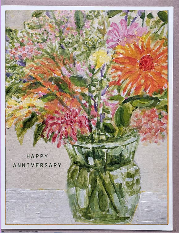 Happy Anniversary Large Card with Flowers
