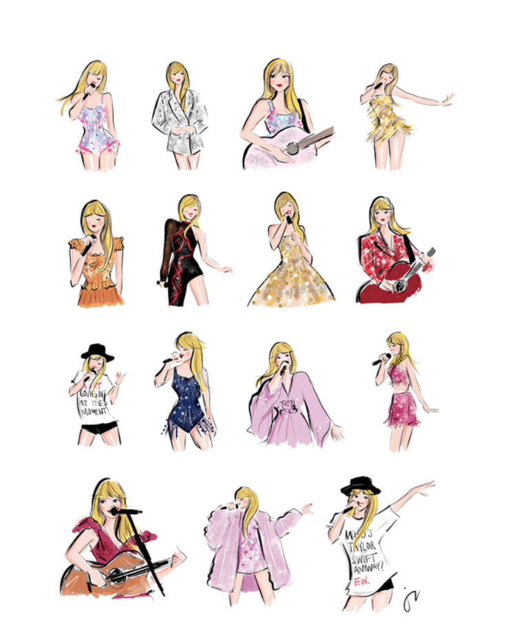 Taylor Swift Eras Tour Outfits Art Print: 8x10