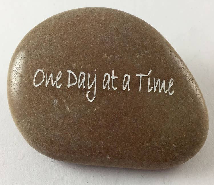 Inspirational River Rock Word Stones - One Day At A Time