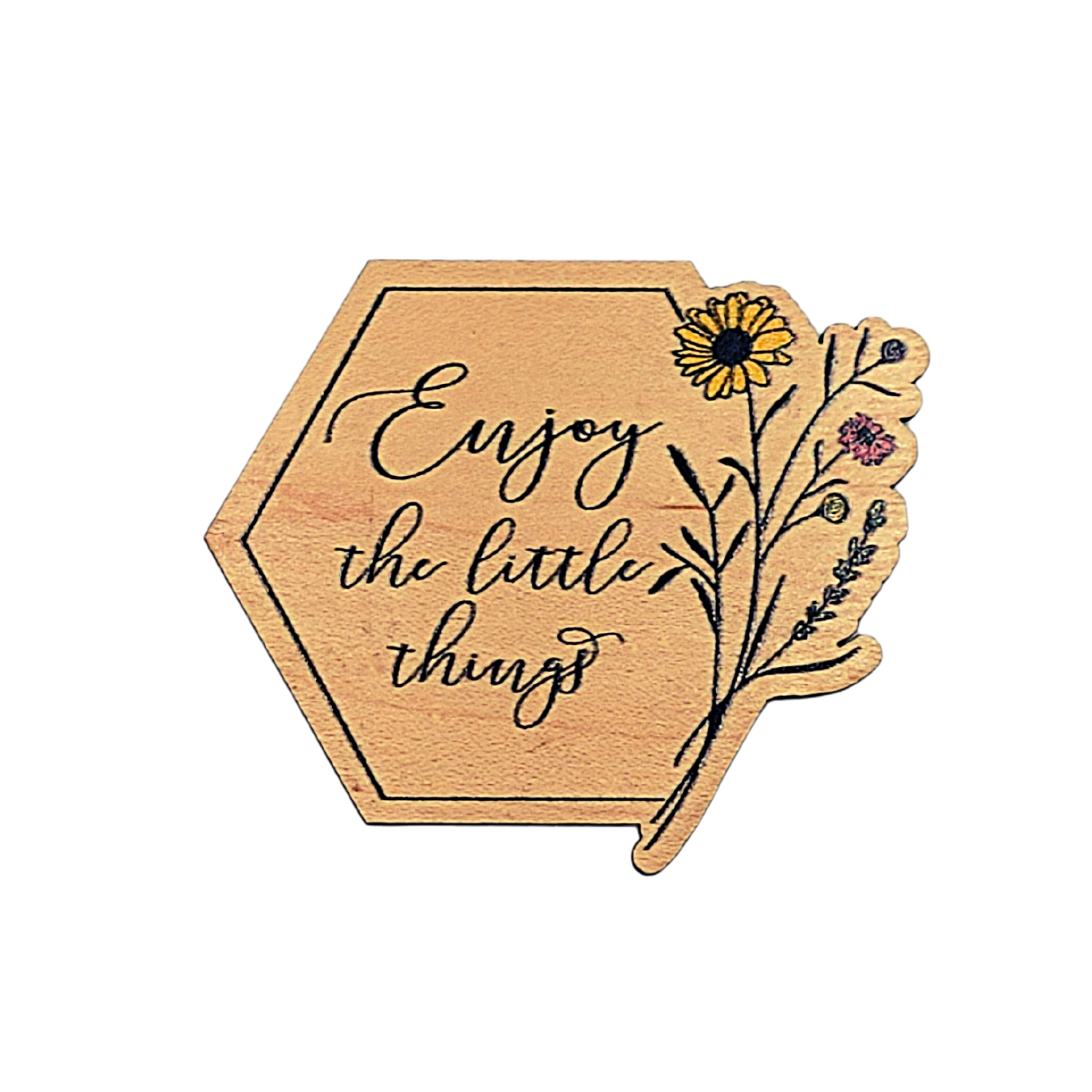 Enjoy The Little Things Shaped Spring Magnet With Flowers