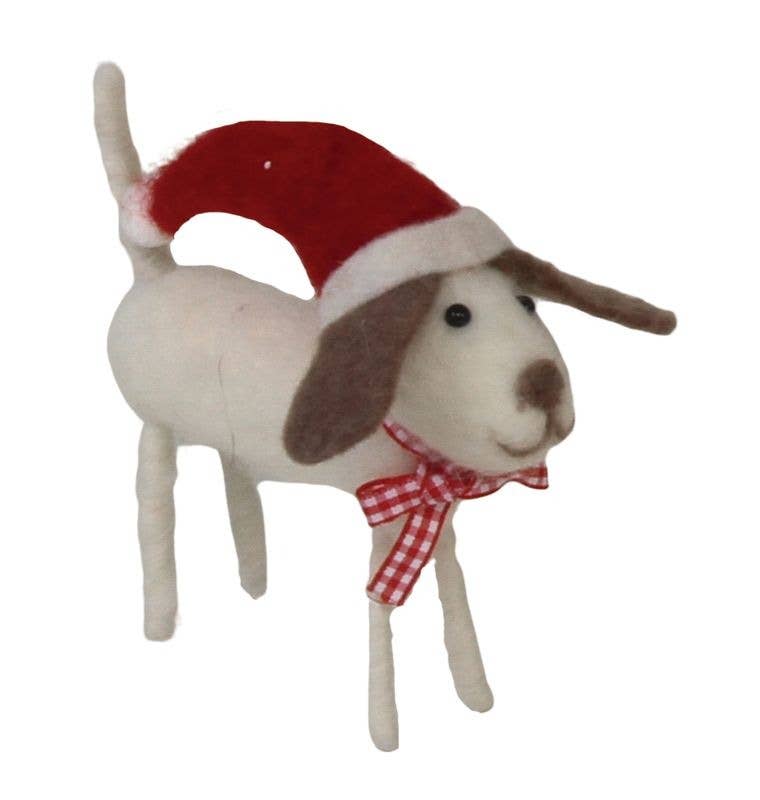 Small Standing Felted Christmas Dog