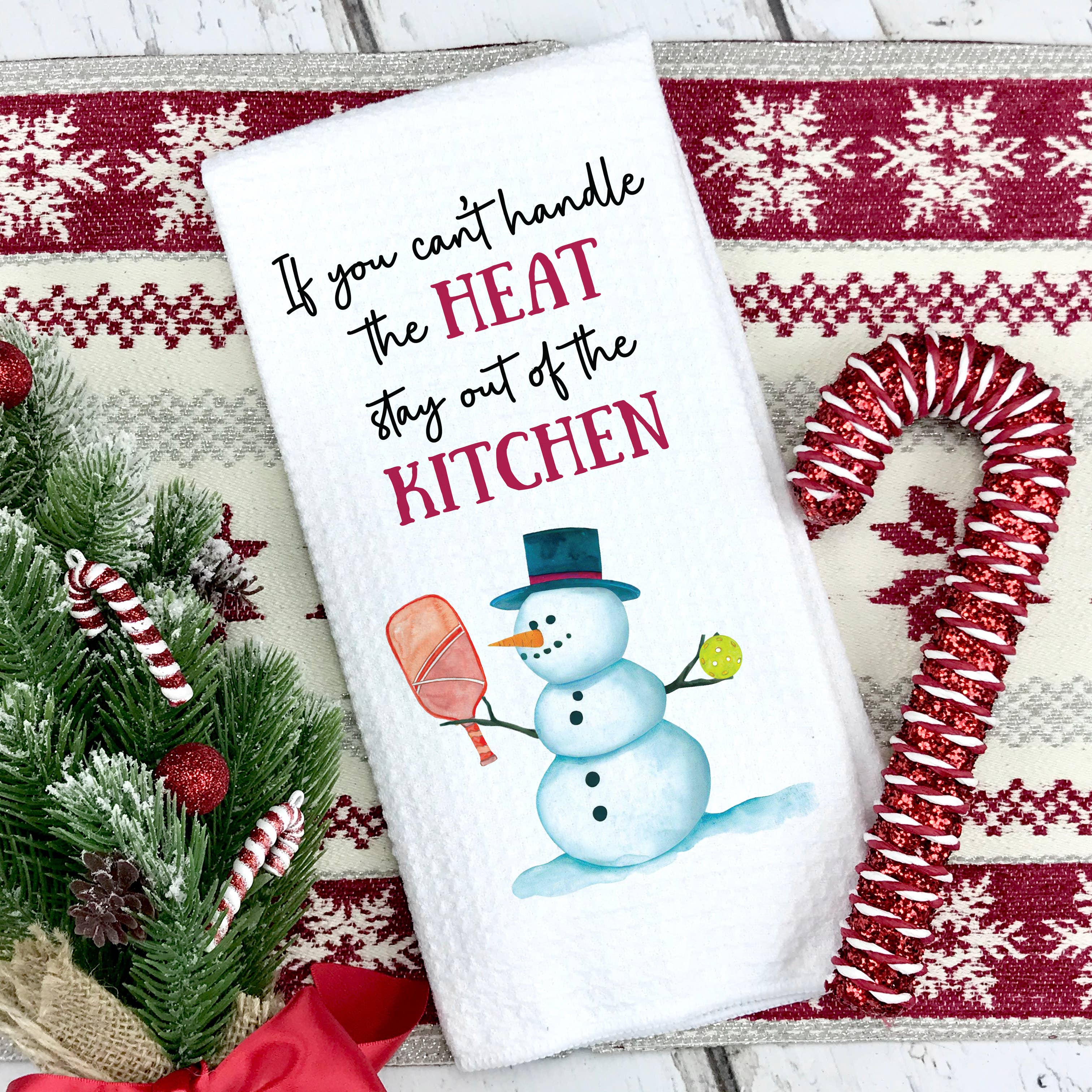 Can't Handle the Heat Snowman Towel, Pickleball Towel Gift - Clearance