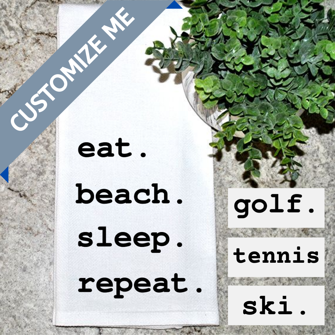 Eat. Golf. Sleep. Repeat. Tea Towel